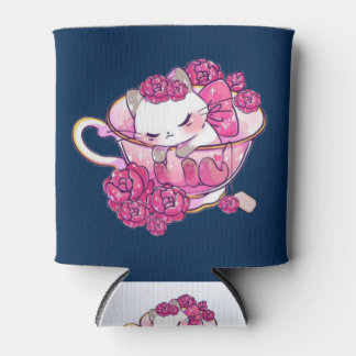 Cat in a tea cup can cooler