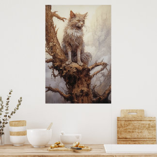 Cat In A Tree Poster