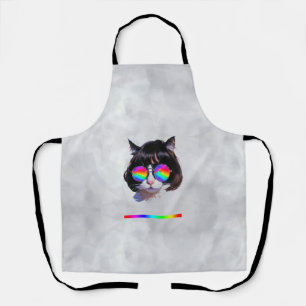 Cat in a Wig + Sunglasses (Painting #1) Apron