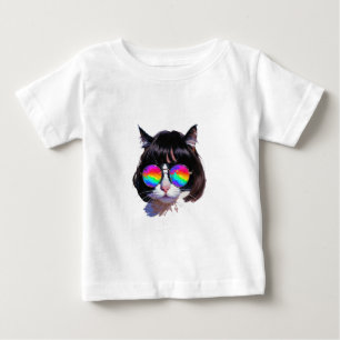Cat in a Wig + Sunglasses (Painting #1) Baby T-Shirt