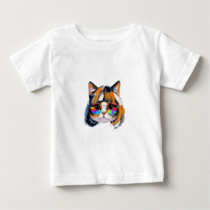 Cat in a Wig + Sunglasses (Painting #2) Baby T-Shirt
