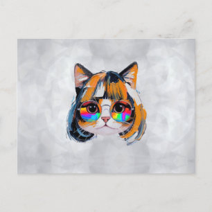 Cat in a Wig + Sunglasses (Painting #2) Postcard