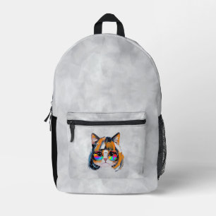 Cat in a Wig + Sunglasses (Painting #2) Printed Backpack