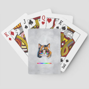 Cat in a Wig + Sunglasses (Painting #2 + RGB) Playing Cards