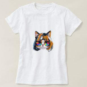 Cat in a Wig + Sunglasses (Painting #2) T-Shirt