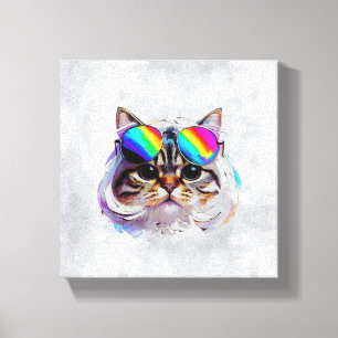 Cat in a Wig + Sunglasses (Painting #3) Canvas Print