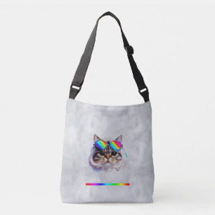 Cat in a Wig + Sunglasses (Painting #3) Crossbody Bag