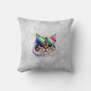 Cat in a Wig + Sunglasses (Painting #3) Cushion