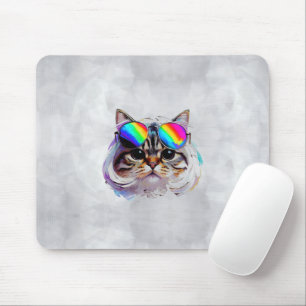 Cat in a Wig + Sunglasses (Painting #3) Mouse Mat