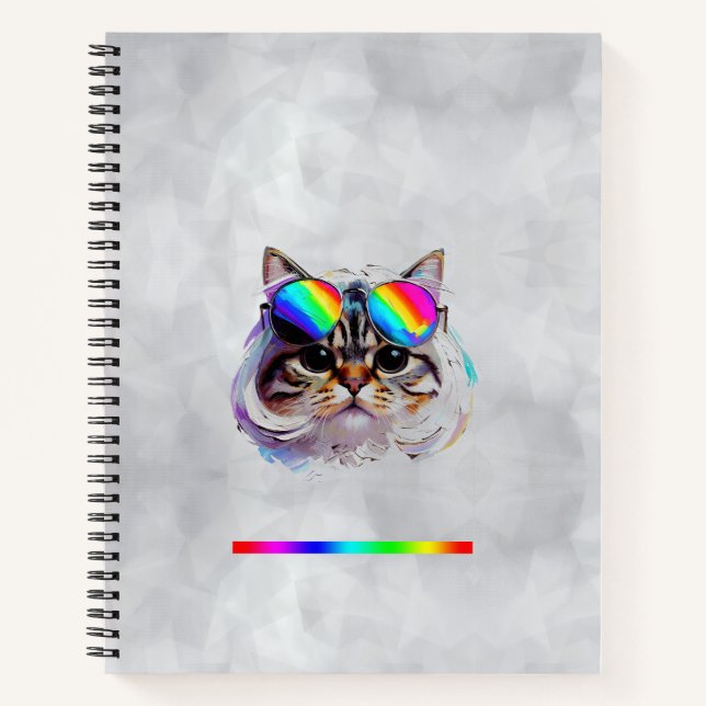 Cat in a Wig + Sunglasses (Painting #3) Notebook (Front)