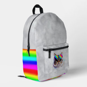 Cat in a Wig + Sunglasses (Painting #3 + RGB) Printed Backpack
