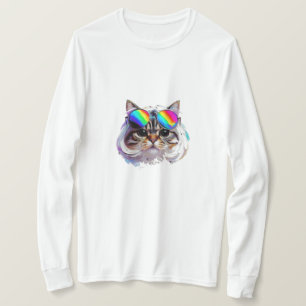 Cat in a Wig + Sunglasses (Painting #3) T-Shirt