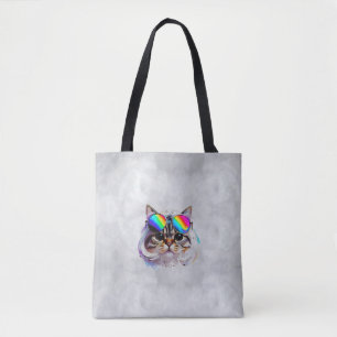 Cat in a Wig + Sunglasses (Painting #3) Tote Bag