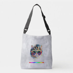 Cat in a Wig + Sunglasses (Painting #4) Crossbody Bag