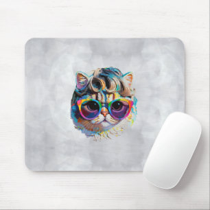 Cat in a Wig + Sunglasses (Painting #4) Mouse Mat