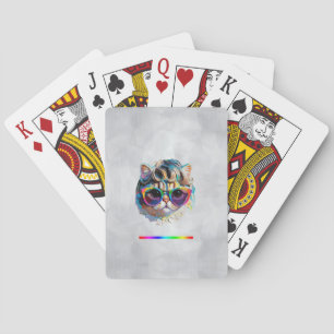 Cat in a Wig + Sunglasses (Painting #4 + RGB) Playing Cards