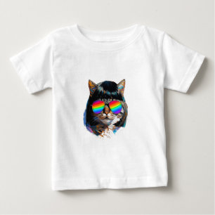 Cat in a Wig + Sunglasses (Painting #5) Baby T-Shirt