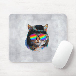 Cat in a Wig + Sunglasses (Painting #5) Mouse Mat