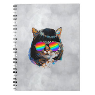 Cat in a Wig + Sunglasses (Painting #5) Notebook