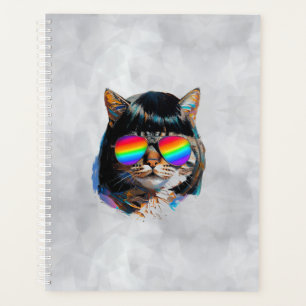 Cat in a Wig + Sunglasses (Painting #5) Planner
