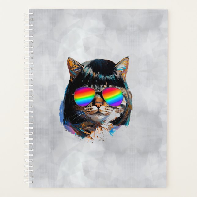 Cat in a Wig + Sunglasses (Painting #5) Planner (Front)