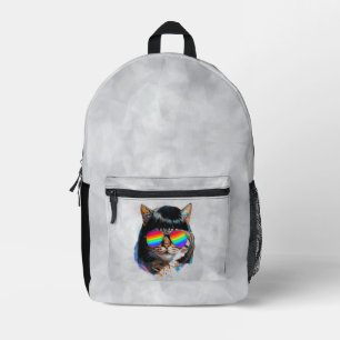 Cat in a Wig + Sunglasses (Painting #5) Printed Backpack
