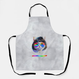 Cat in a Wig + Sunglasses (Painting #7) Apron