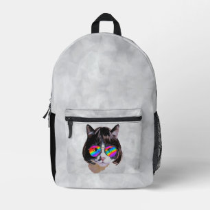 Cat in a Wig + Sunglasses (Painting #8) Printed Backpack