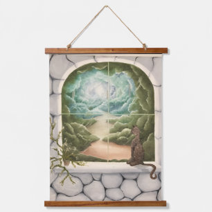 Cat in a Window Hanging Tapestry
