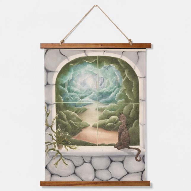 Cat in a Window Hanging Tapestry (Front)