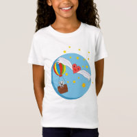 Cat in Air Balloon Kawaii Heart with Wings