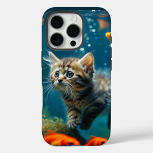 Cat in aquarium iPhone 16 pro Case