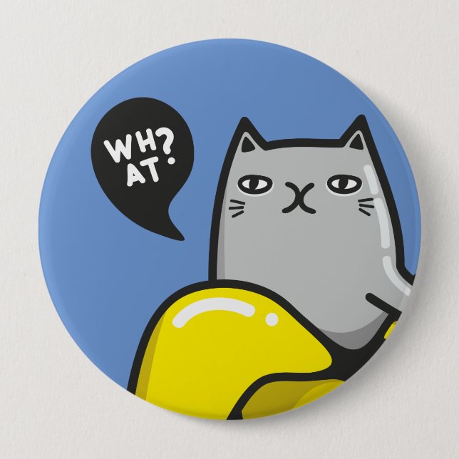 Cat in banana 10 cm round badge (Front)