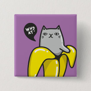Cat in banana 15 cm square badge