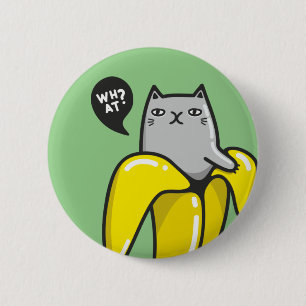 Cat in banana 6 cm round badge