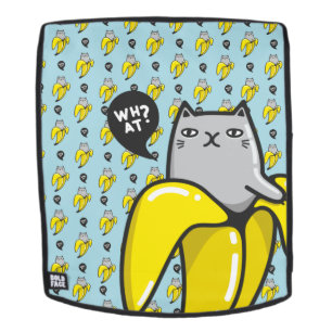 Cat in banana backpack