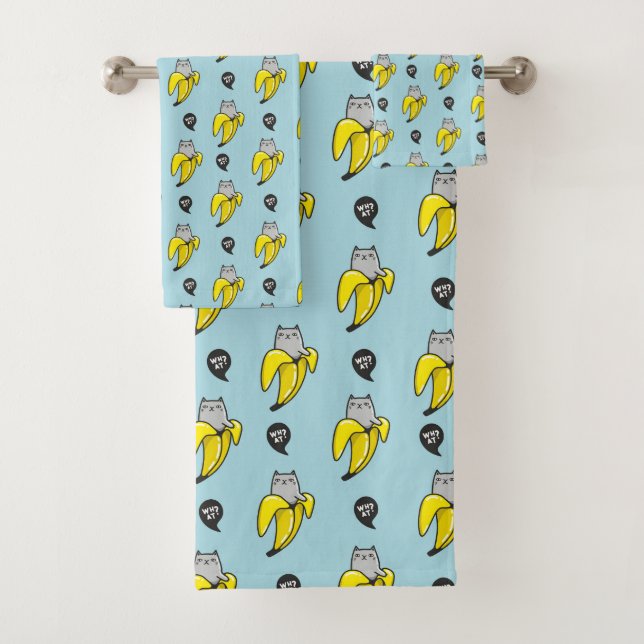 Cat in banana bath towel set (Insitu)