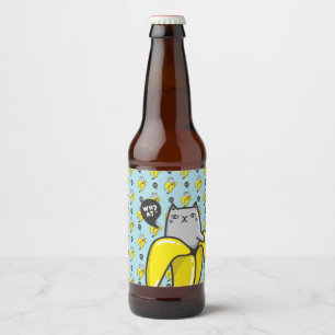 Cat in banana beer bottle label