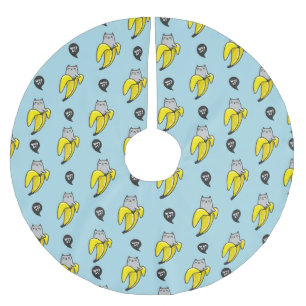 Cat in banana brushed polyester tree skirt