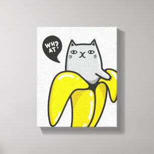 Cat in banana canvas print