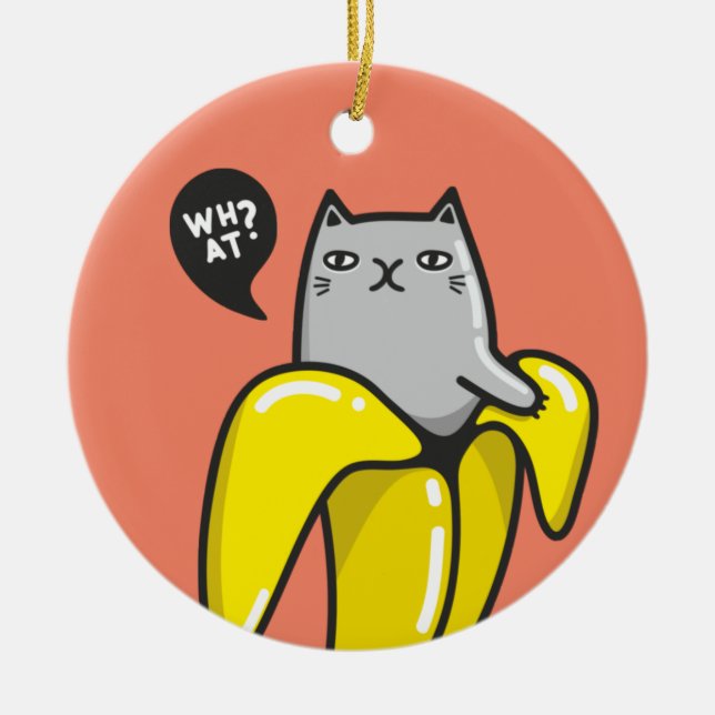 Cat in banana ceramic tree decoration (Front)