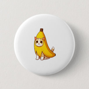 Cat in Banana Costume  6 Cm Round Badge