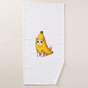 Cat in Banana Costume Bath Towel
