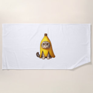 Cat in Banana Costume Beach Towel
