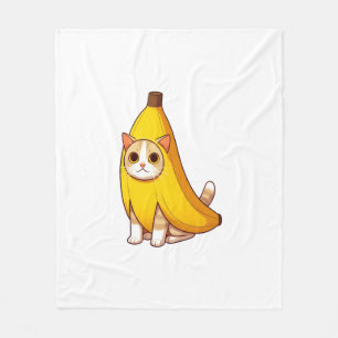 Cat in Banana Costume Fleece Blanket