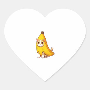 Cat in Banana Costume  Heart Sticker