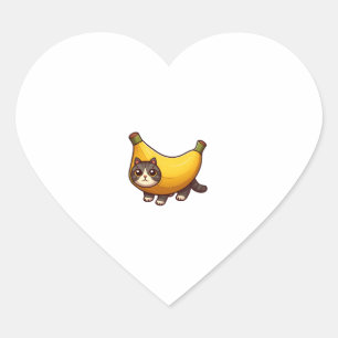 Cat in Banana Costume Heart Sticker