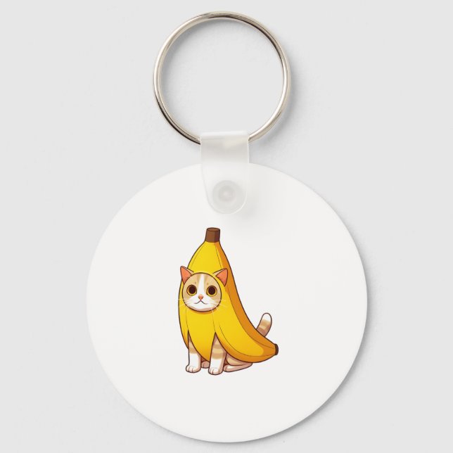 Cat in Banana Costume  Key Ring (Front)
