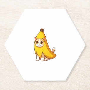 Cat in Banana Costume Paper Coaster