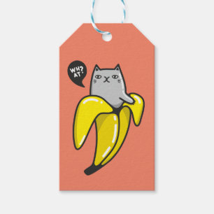 Cat in banana gift tags